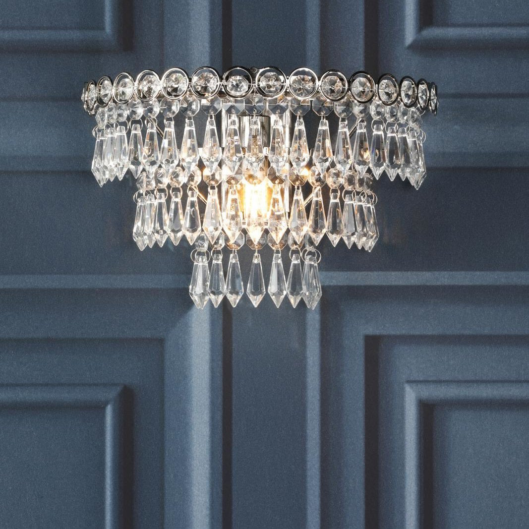Laura Ashley Enid Wall Light Faceted Glass and Polished Nickel LA3727749-Q
