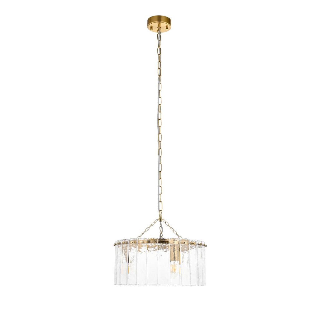 Karine 3 Light Pendant In Brushed Aged Brass With Textured Glass 118467