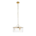 Karine 3 Light Pendant In Brushed Aged Brass With Textured Glass 118467