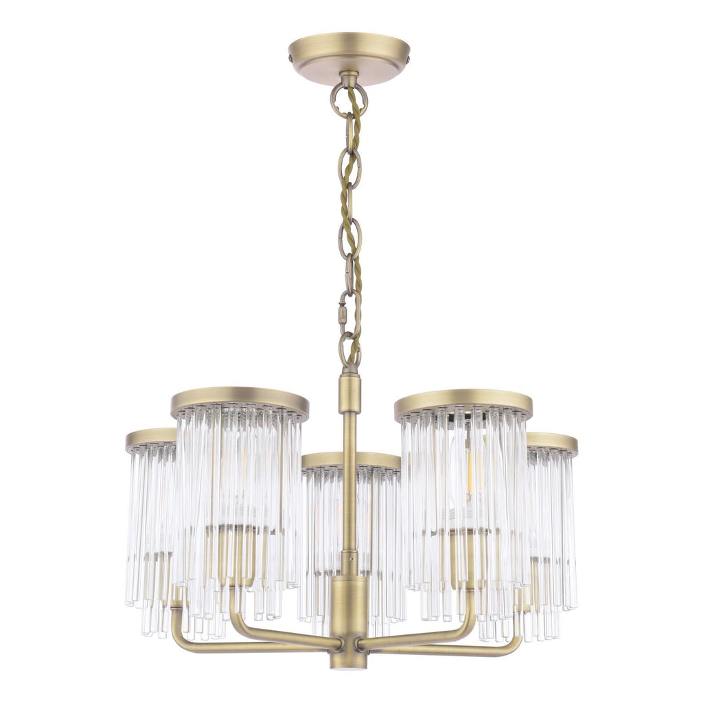 Laura Ashley Hilcote 5 Light Armed Pendant Matt Antique Brass and Glass LA3756650-Q