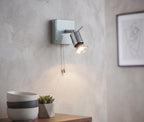 Aqua Contemporary Single Wall Spotlight In Aluminium Finish With Clear Glass 5512