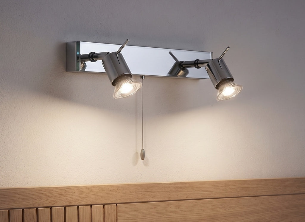 Aqua Contemporary Twin Wall Spotlight In Aluminium Finish With Clear Glass 5513