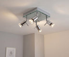 Aqua Contemporary Ceiling Spotlight In Aluminium Finish With Clear Glass 5514