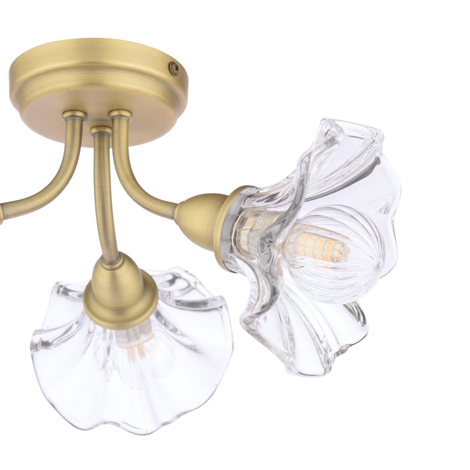 Laura Ashley Kerswell 3 Light Semi-Flush Matt Antique Brass and Glass LA3756658-Q