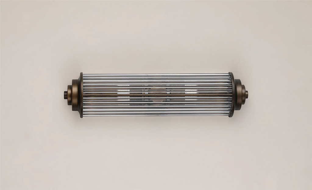 Pillar 2 Light Bathroom Wall Light In Bronze And Clear Glass Rods IP44 G9