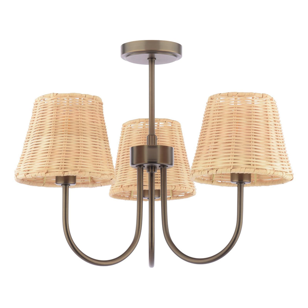 Laura Ashley Hasfield 3 Light Semi-Flush Satin Bronze With Shade LA3756746-Q