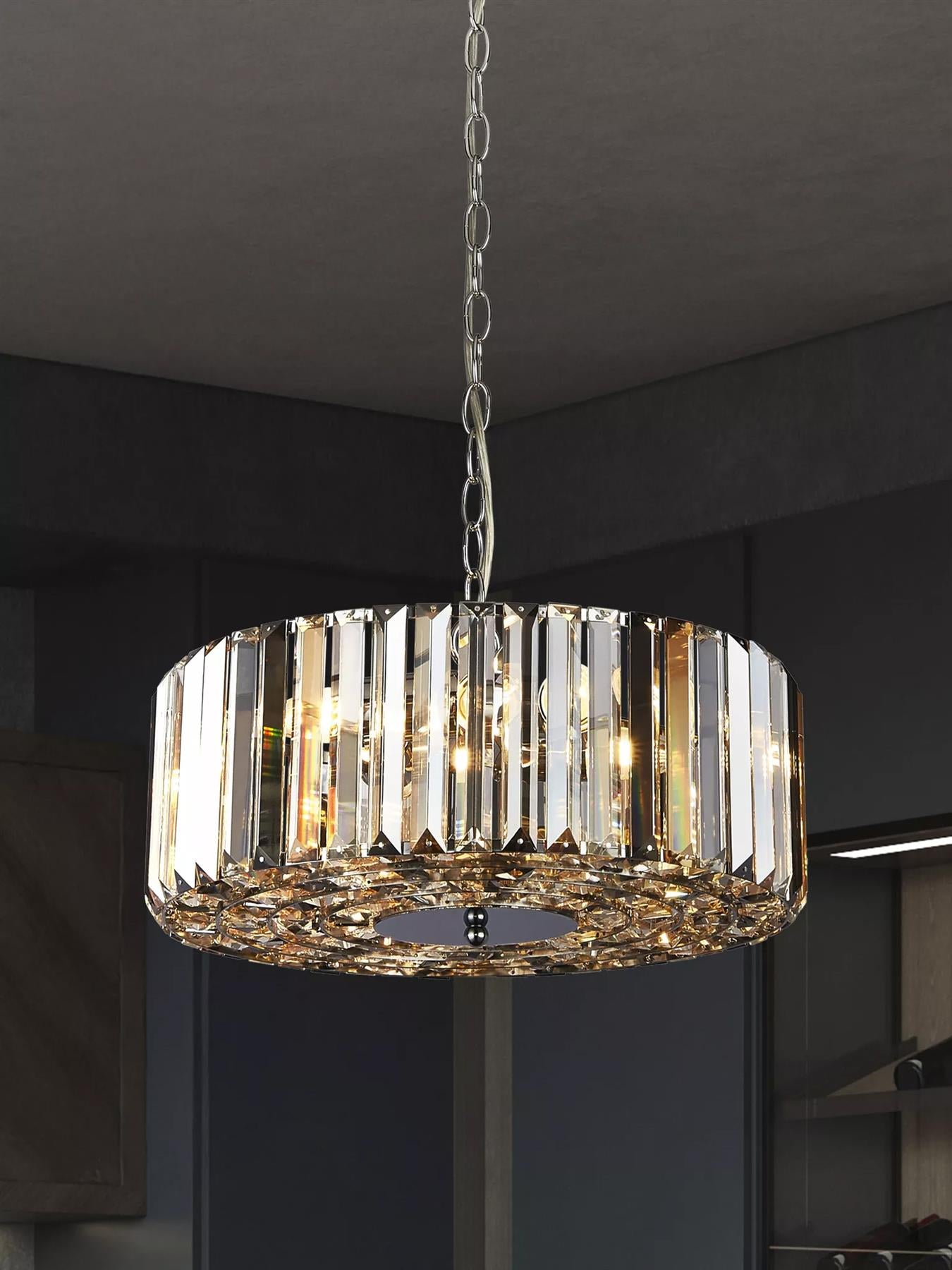 Chapeau 4 Light Ceiling Pendant or Semi Flush Ceiling Light In Chrome With mixed Glass 82101-4CC