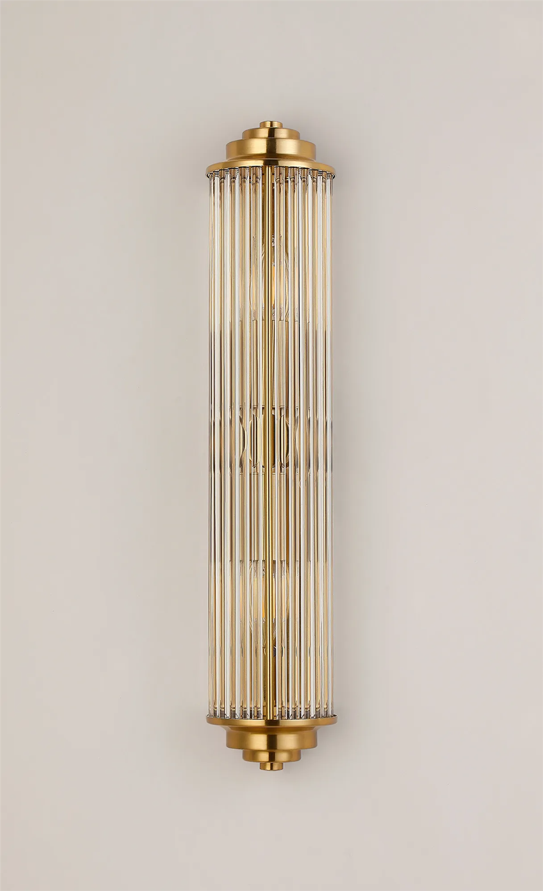 Pillar 2 Light Bathroom Wall Light In Gold And Clear Glass Rods IP44 E14