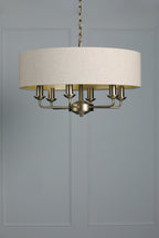 Laura Ashley Sorrento 6 Light Chandelier Matt Antique Brass With Natural Shade LA3756752-Q