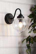 Laura Ashley Whitham Outdoor Wall Light Matt Black and Ribbed Glass IP44 LA3756721-Q