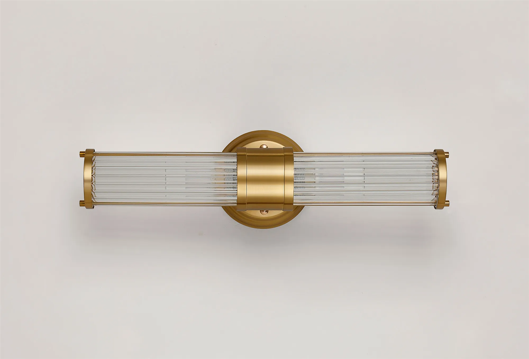 Pillar Up And Down 2 Light Bathroom Wall Light In Gold And Clear Glass Rods IP44 E14