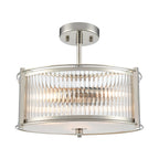 Franklite Sloane 3 Light Ceiling Light In Polished Nickel With Ribbed And Frosted Glass FL2505-3