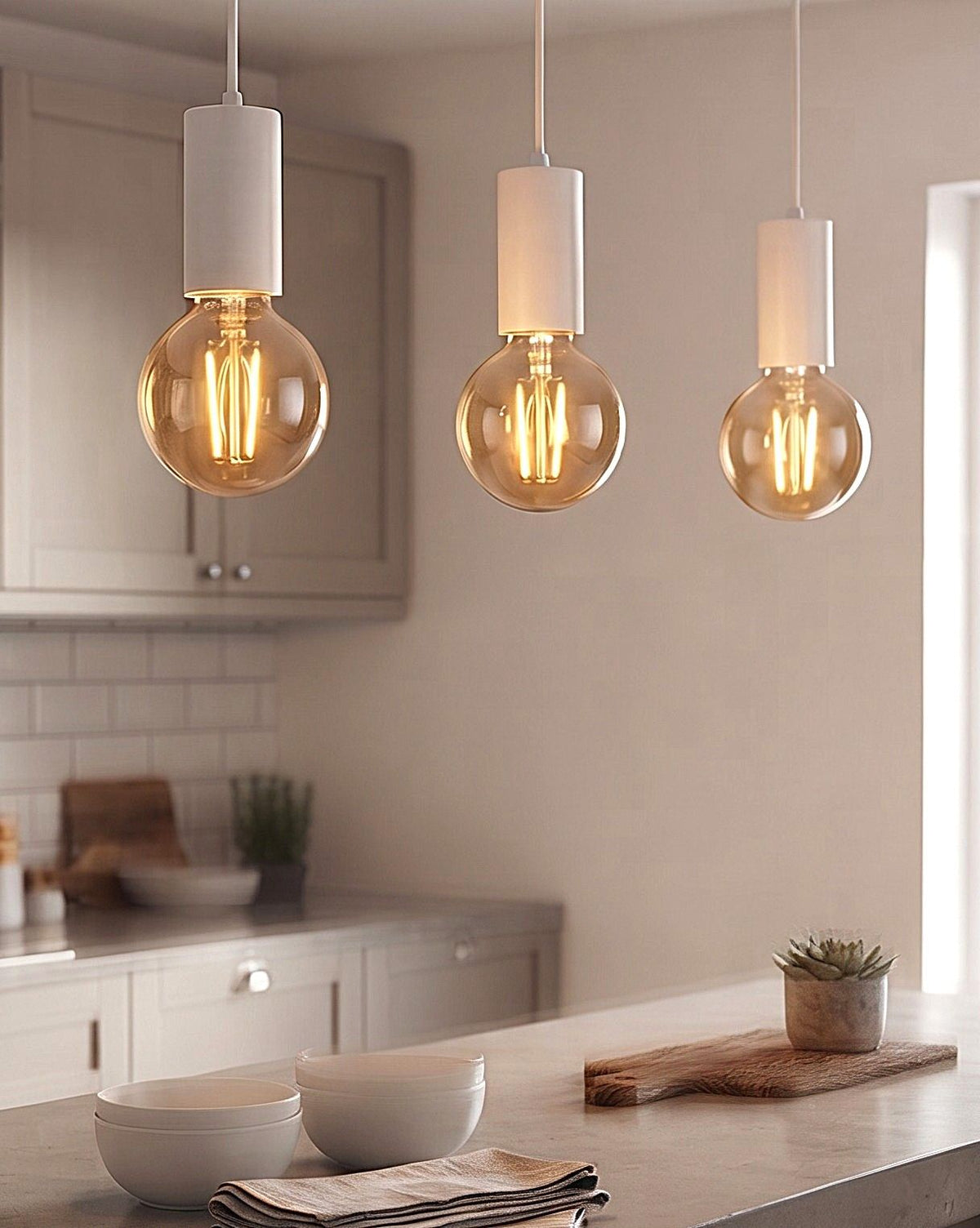 Berkeley Vintage LED Ceiling Pendant Light In White Finish 5927WH