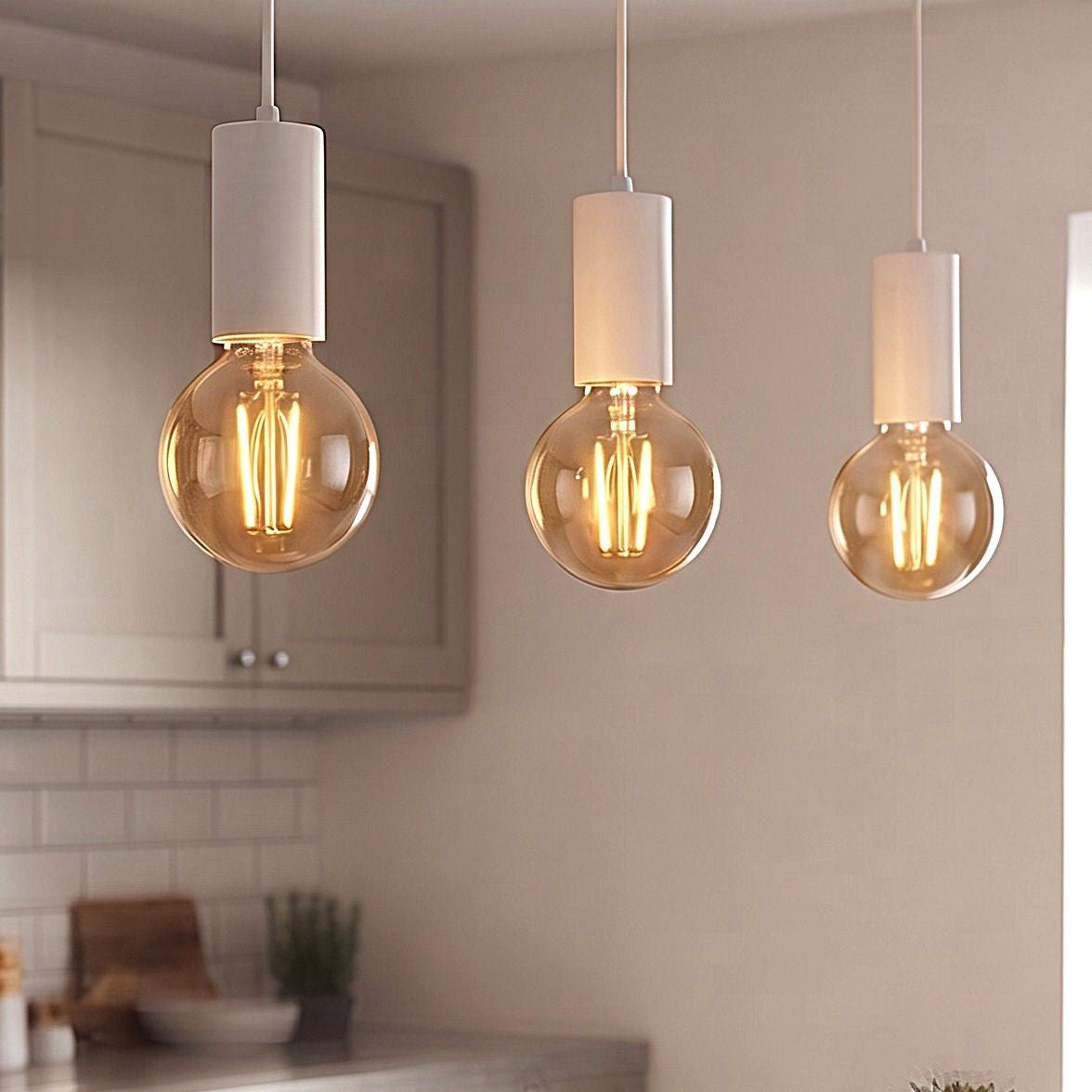 Berkeley Vintage LED Ceiling Pendant Light In White Finish 5927WH