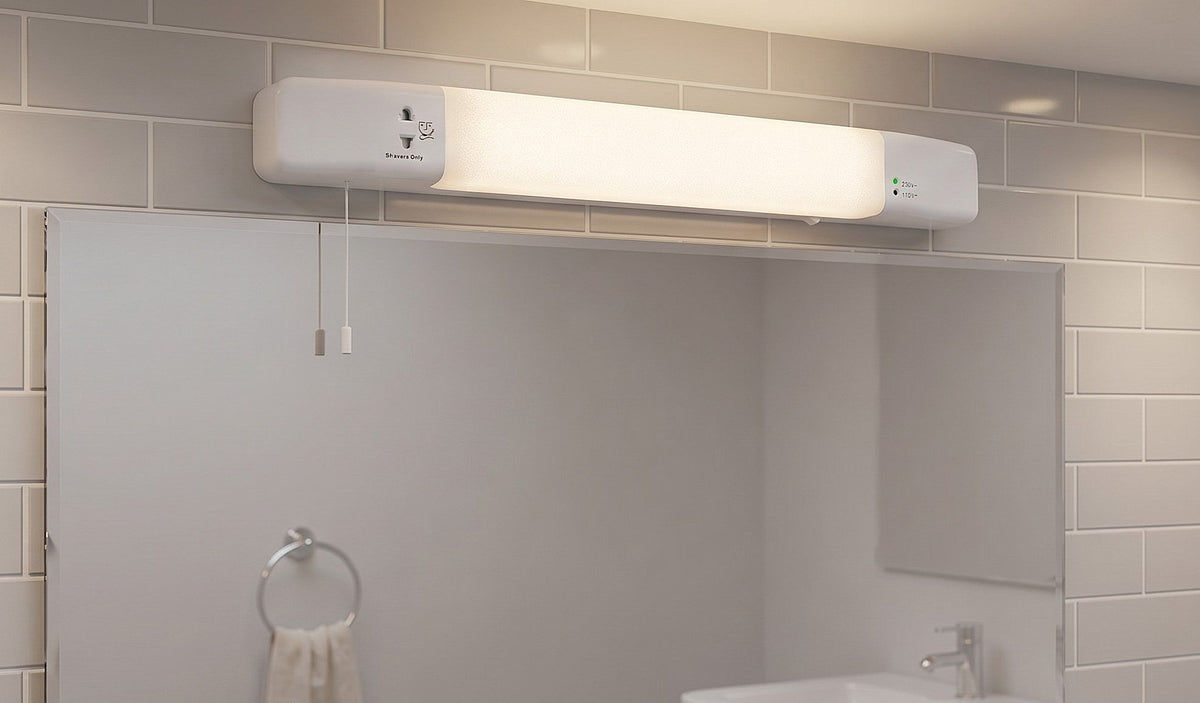 Slimline Bathroom LED Shaver Light In White Finish 5928WH