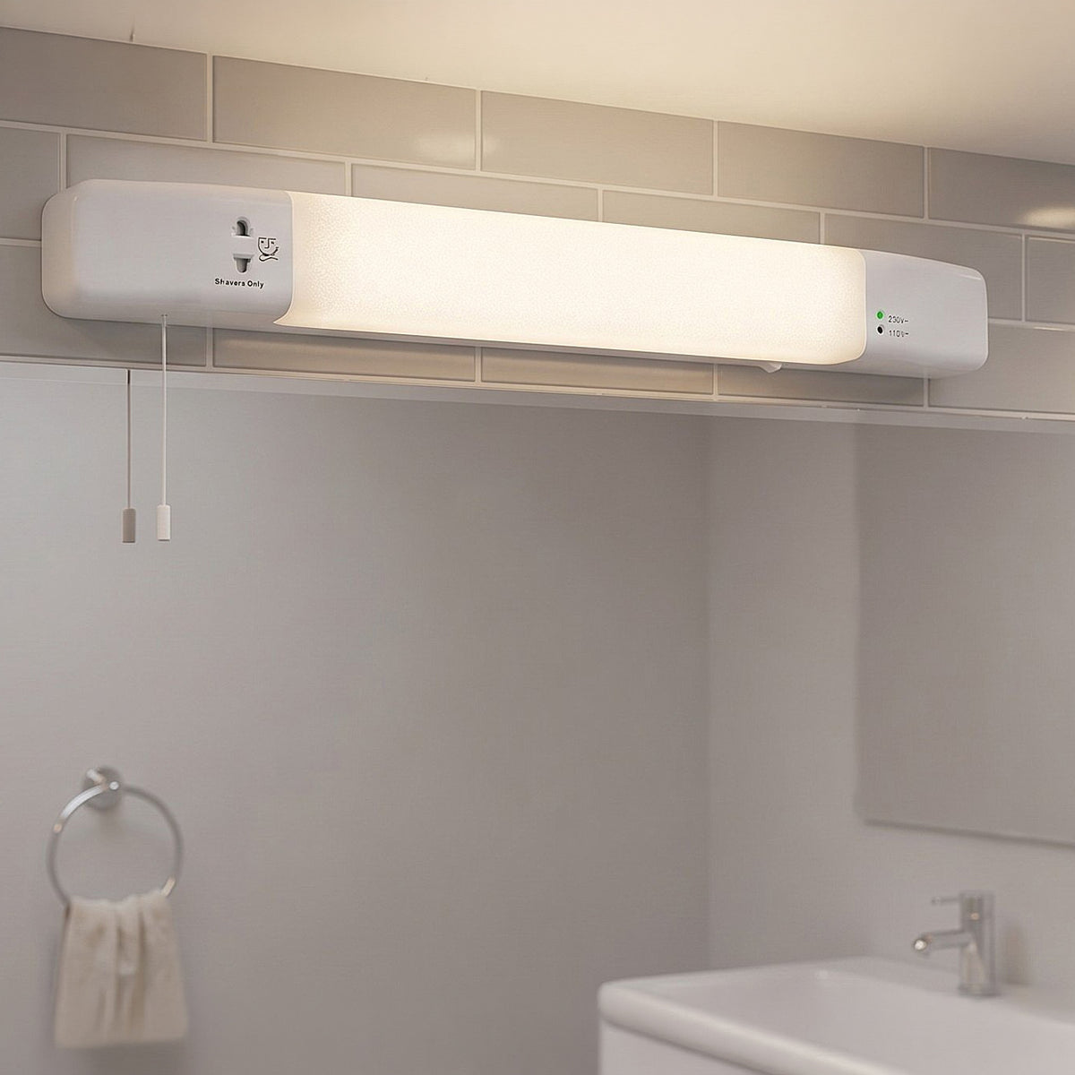 Slimline Bathroom LED Shaver Light In White Finish 5928WH