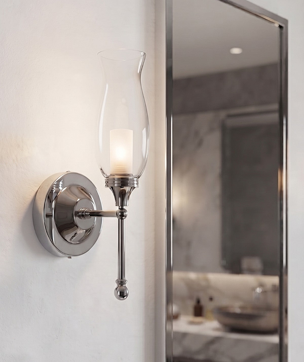 Aston Bathroom Wall Light In Chrome Finish With Clear Glass Shade 5930CH