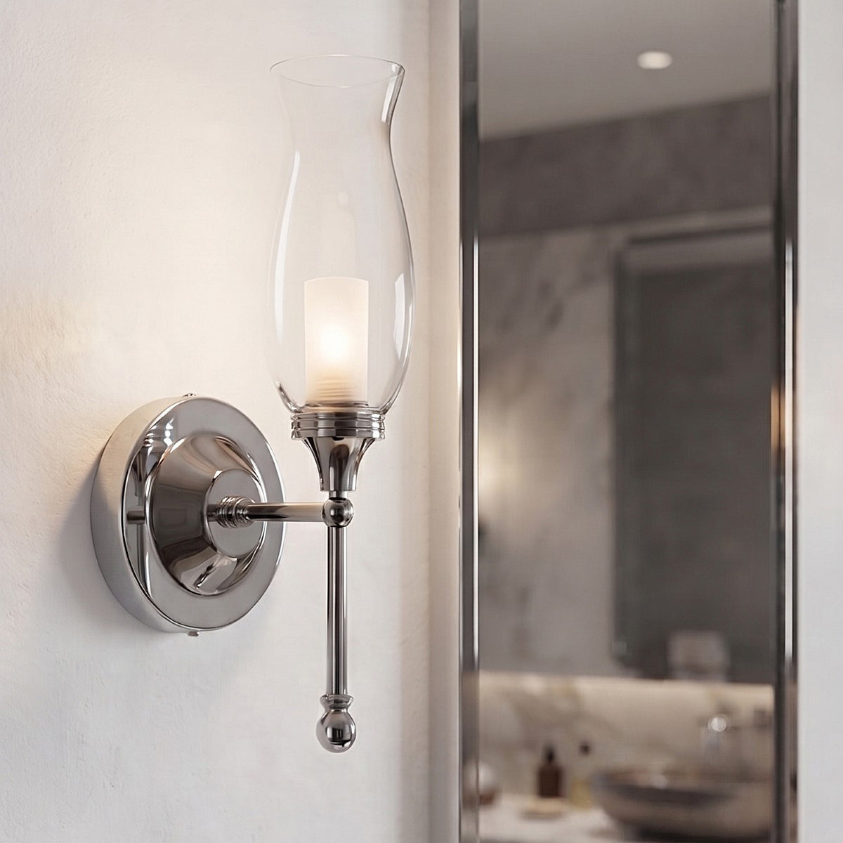 Aston Bathroom Wall Light In Chrome Finish With Clear Glass Shade 5930CH