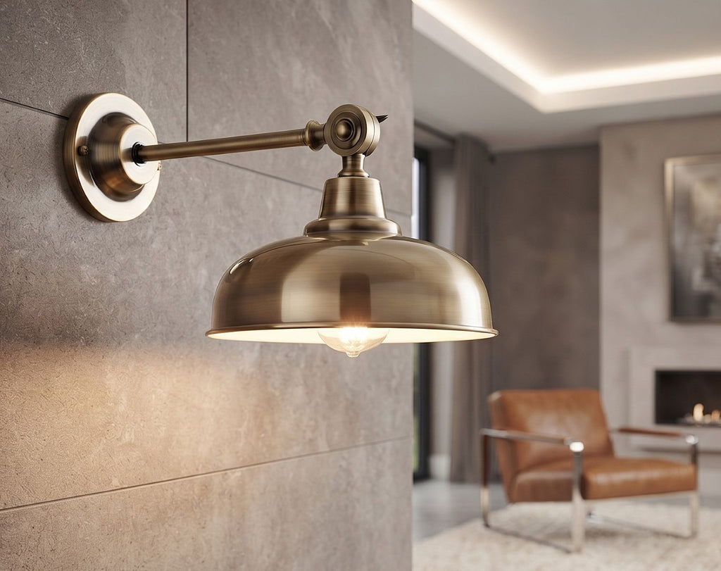 Preston Industrial Wall Light In Antique Brass Finish 5934AB