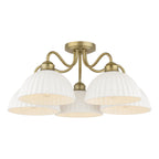Laura Ashley Durford 5 Light Semi-Flush Matt Antique Brass and White Ceramic LA3756725-Q