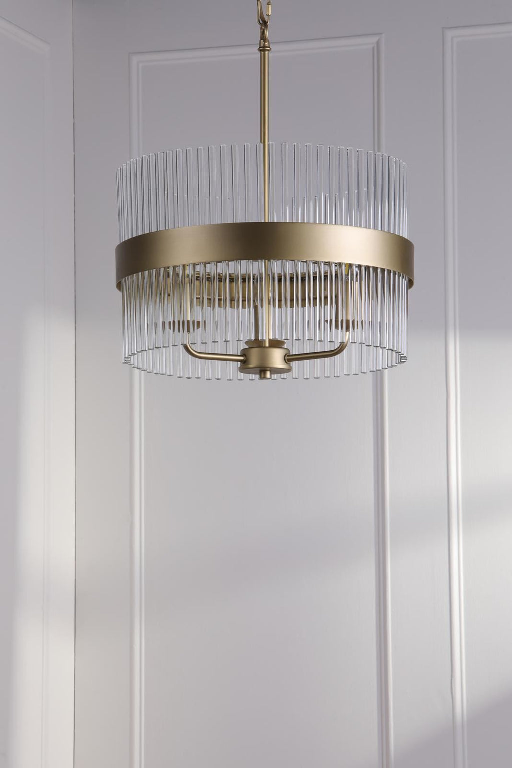 Laura Ashley Alexa 3 Light Pendant Glass and Matt Antique Brass LA3756654-Q