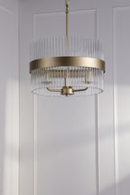 Laura Ashley Alexa 3 Light Pendant Glass and Matt Antique Brass LA3756654-Q