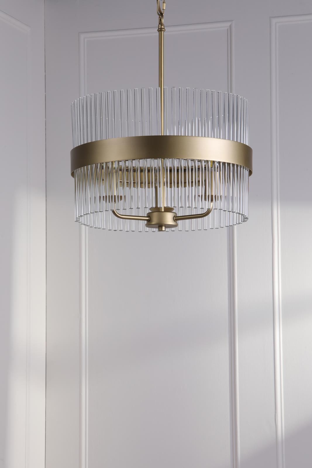 Laura Ashley Alexa 3 Light Pendant Glass and Matt Antique Brass LA3756654-Q