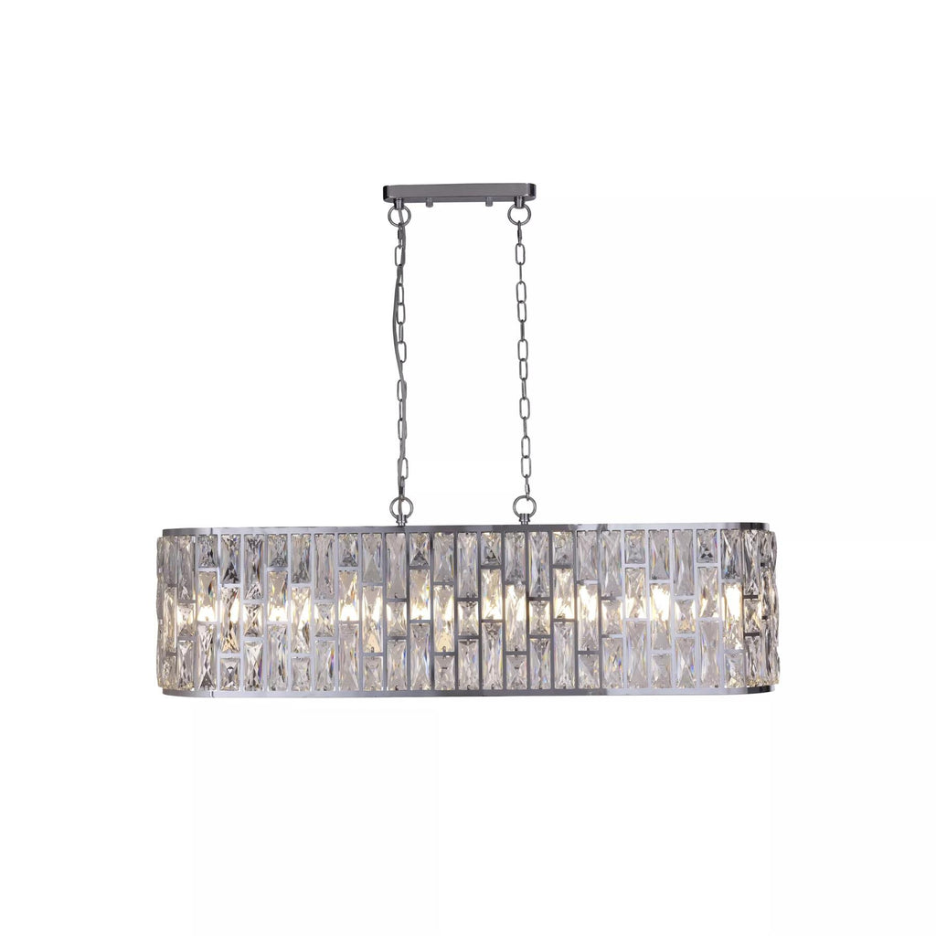 Bijou 8 Light  Oval Ceiling Pendant Light In Polished Chrome Finish With Crystal Glass 65818-8CC