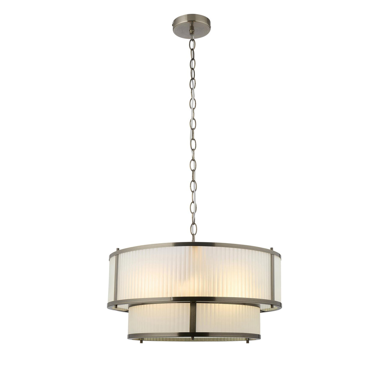 Ridgeton 5 Light Tiered Ceiligng Pendnat In Antique Brass With Frosted Glass 119459