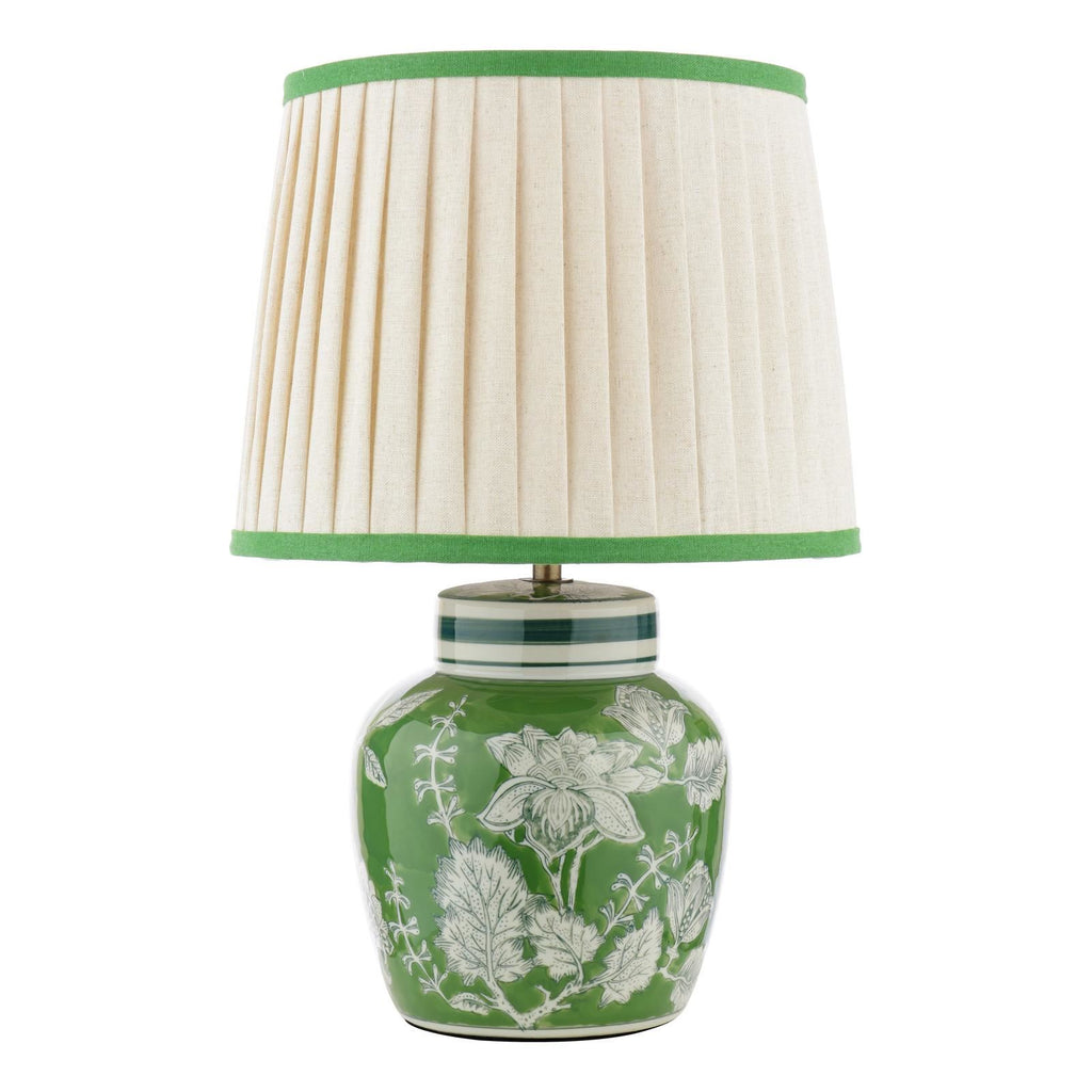 Laura Ashley Colwich Table Lamp Green Ceramic and Antique Brass With Shade LA3756733-Q
