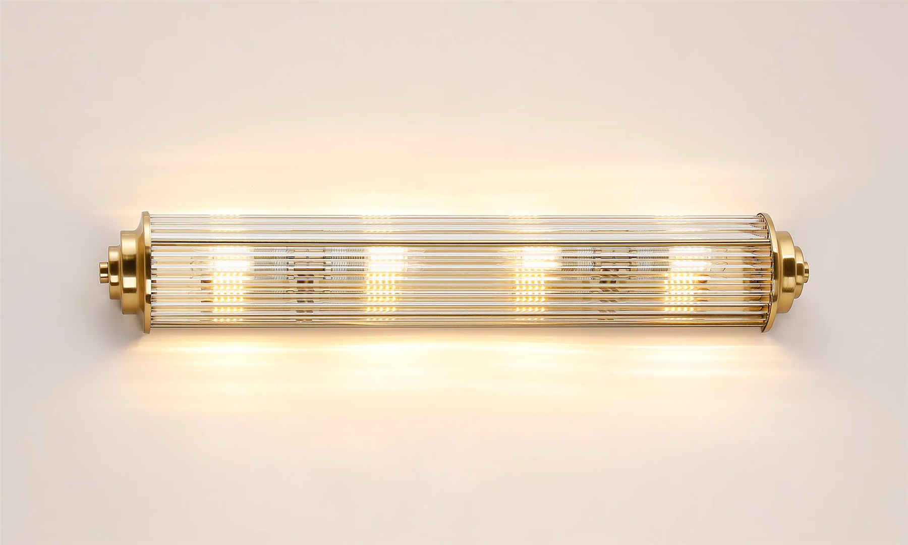 Pillar 4 Light Bathroom Wall Light In Gold And Clear Glass Rods IP44 G9