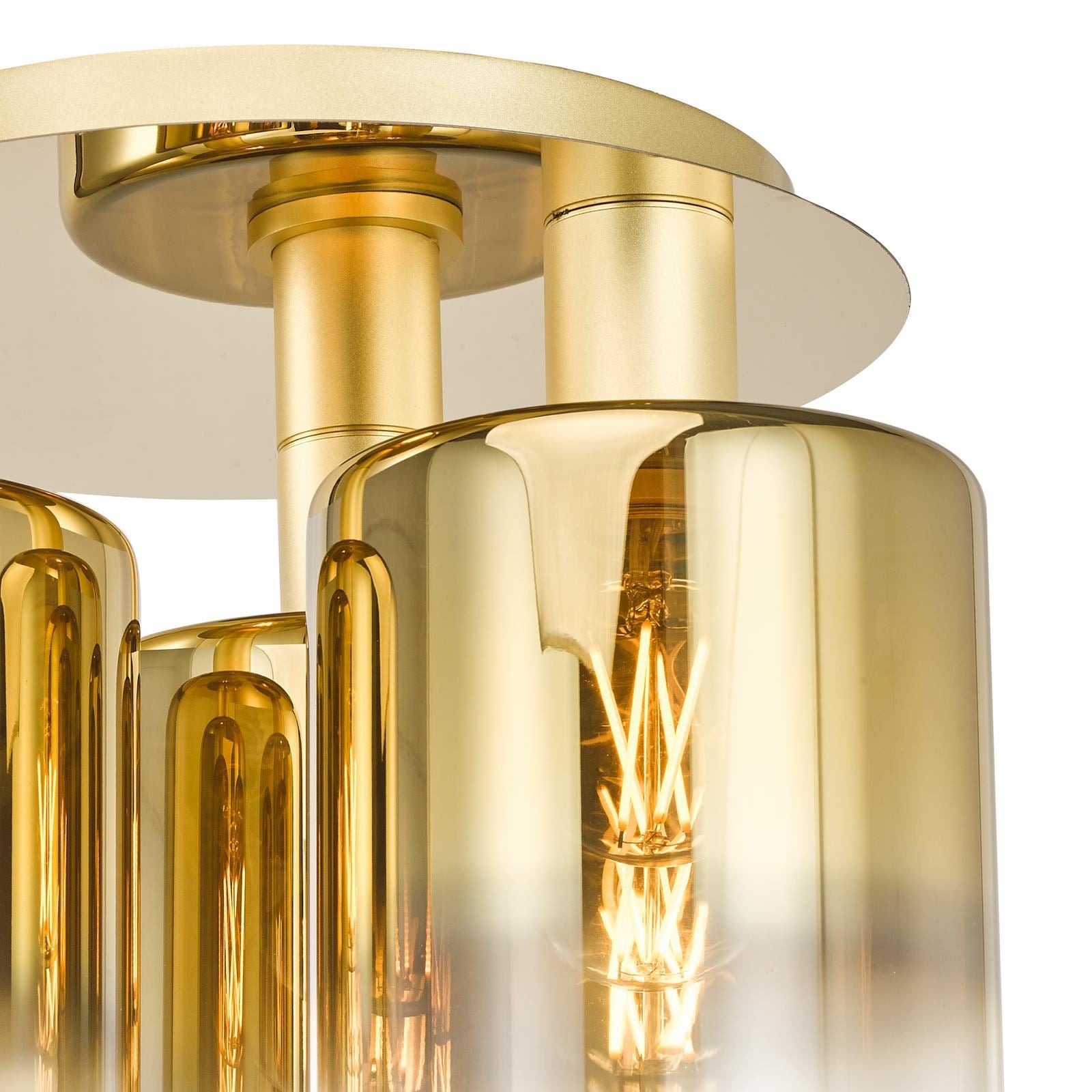 Savannah 3 Light Flush Satin Gold and Gold Ombre Glass SAV5335