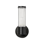 Pillar 1 Light Bathroom Wall Light In Satin Black And Clear Glass Rods IP44 E14