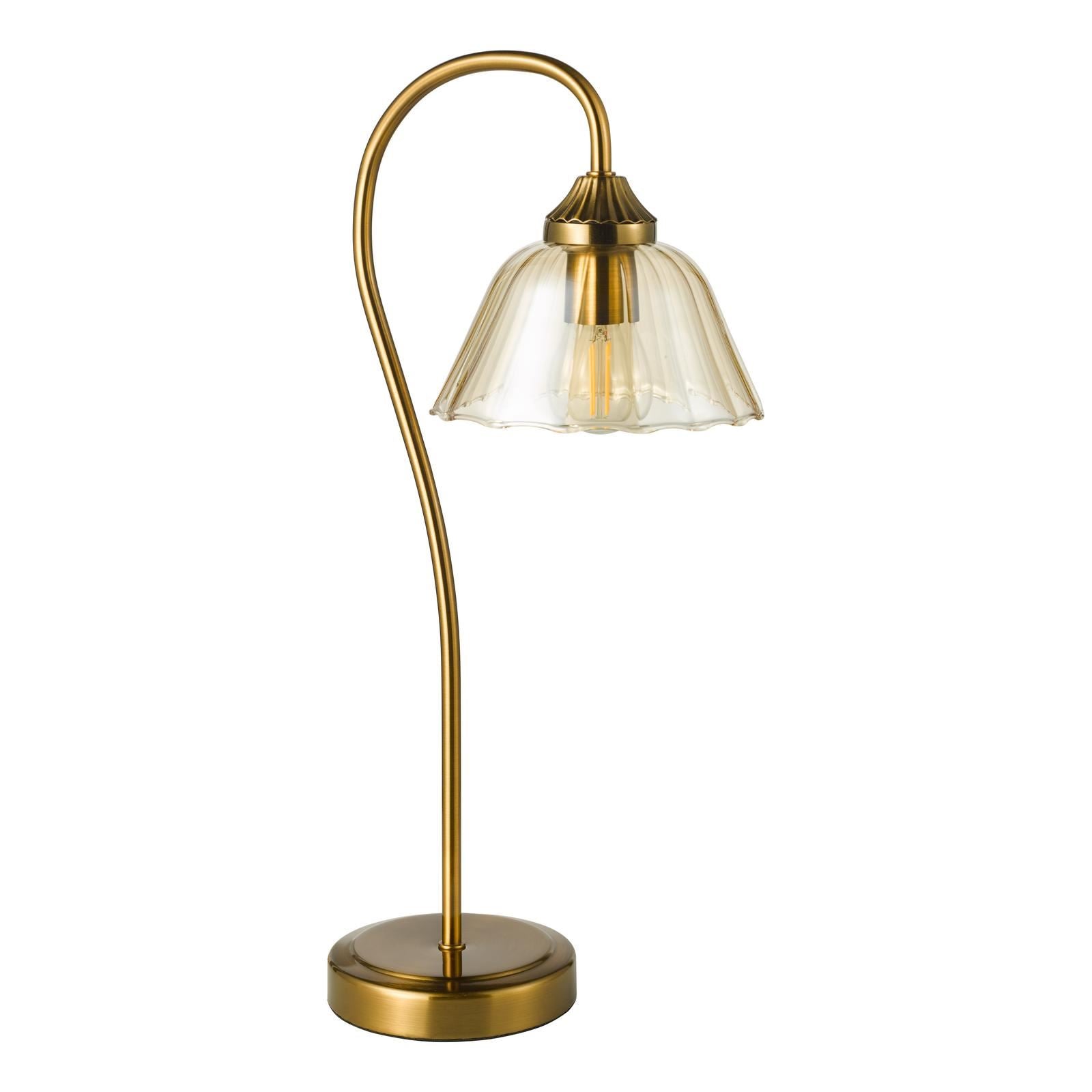 Erika Table Lamp Antique Bronze and Amber Glass ERI4263