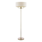 Laura Ashley Sorrento 3 Light Floor Lamp Matt Antique Brass With Natural Shade LA3756755-Q