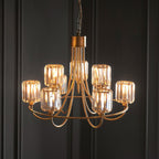 Endon 118934 Berenice 9 Light Tiered Ceiling Pendant Light In Antique Brass Finish With Cut Glass Shades