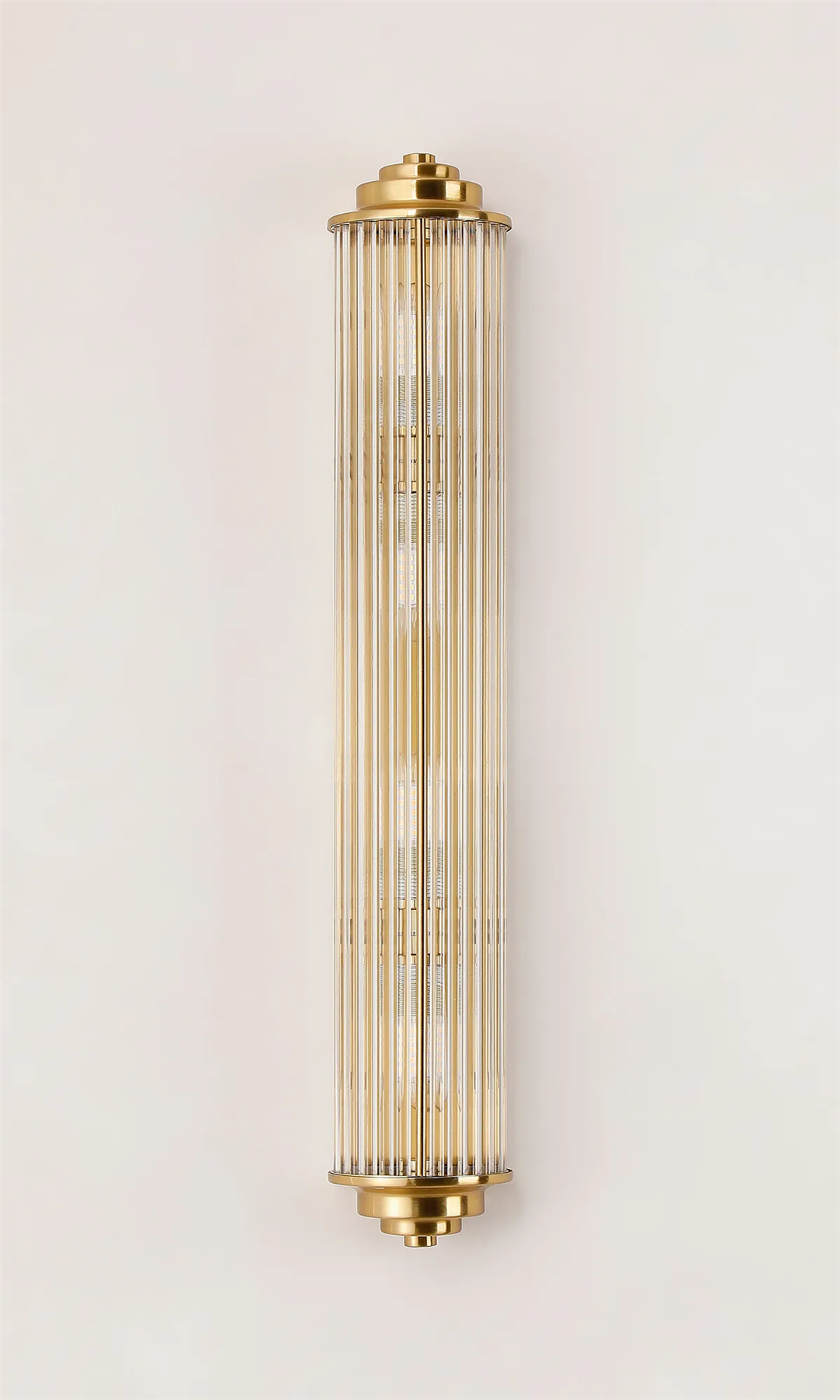 Pillar 4 Light Bathroom Wall Light In Gold And Clear Glass Rods IP44 G9