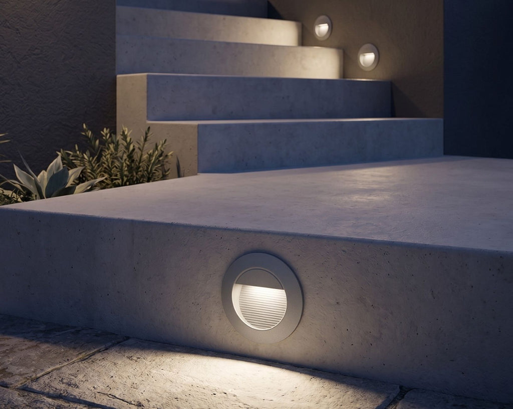 Round Outdoor LED Wall And Step Light In Stainless Steel 6080