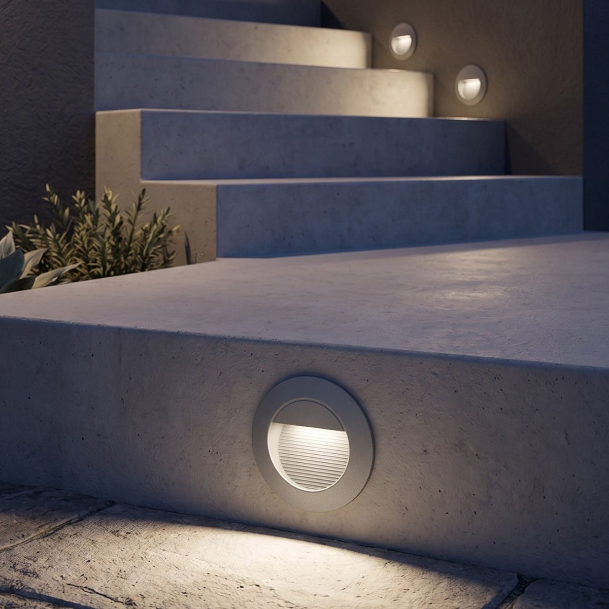Round Outdoor LED Wall And Step Light In Stainless Steel 6080
