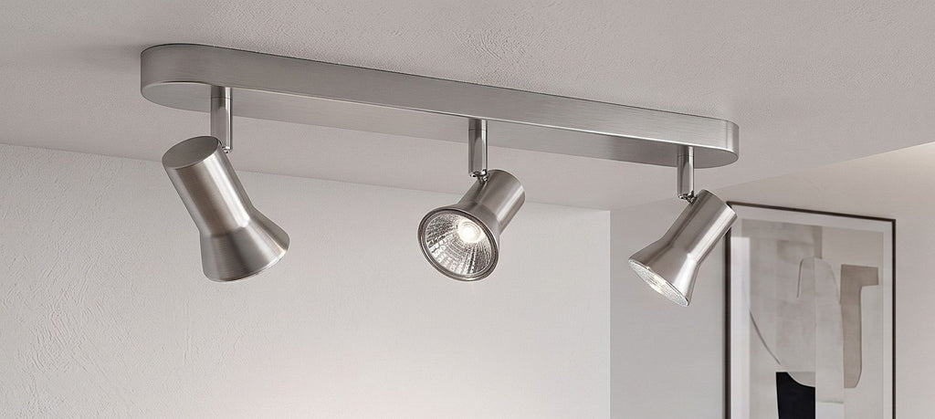 Magnum 3 Light Ceiling Bar Spotlight In Brushed Steel Finish 6092