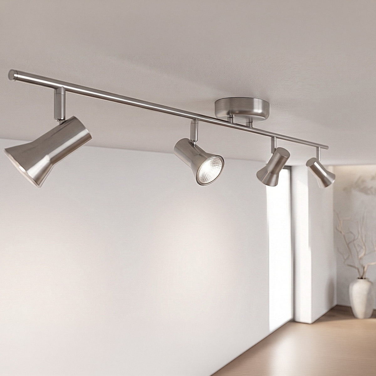 Magnum 4 Light Ceiling Bar Spotlight In Brushed Steel Finish 6094