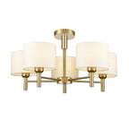 Franklite Barolo 5 Light Ceiling Light In Aged Brass With Off White Shades FL2471-5