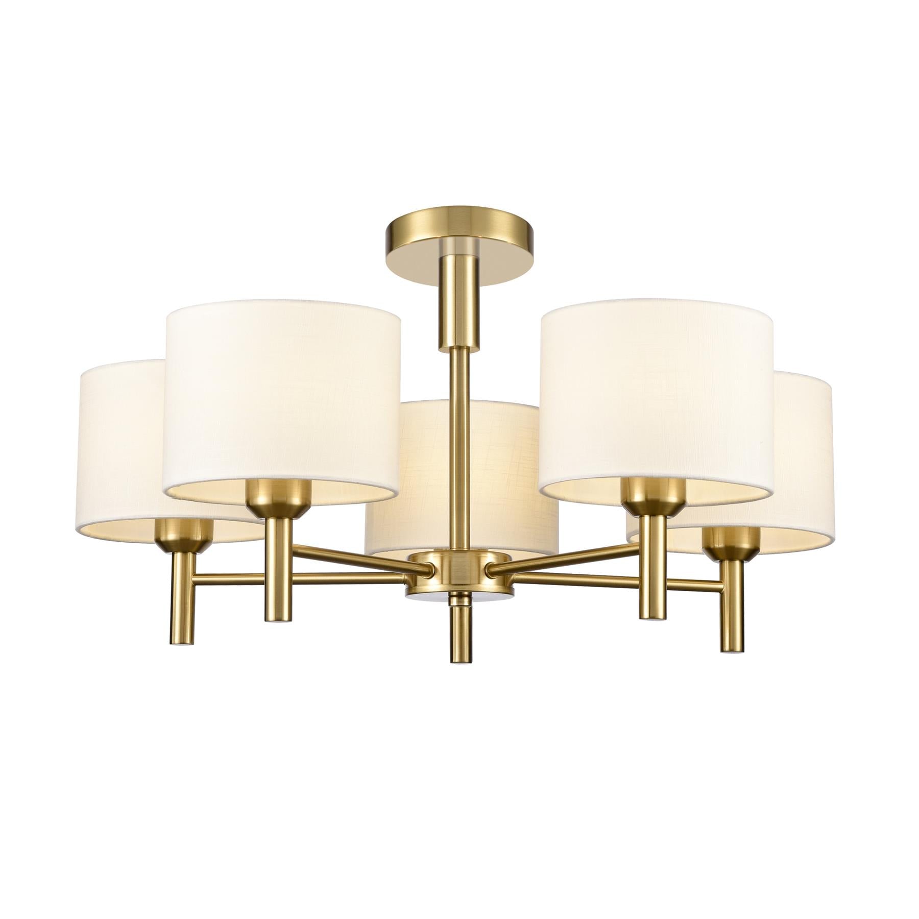 Franklite Barolo 5 Light Ceiling Light In Aged Brass With Off White Shades FL2471-5