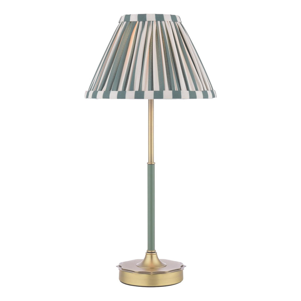 Laura Ashley Denwick Table Lamp Matt Antique Brass and Satin Green With Shade LA3756677-Q