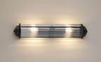 Pillar 2 Light Bathroom Wall Light In Satin Black And Clear Glass Rods IP44 E14