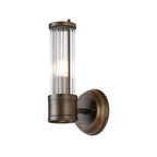 Pillar 1 Light Bathroom Wall Light In Bronze And Clear Glass Rods IP44 E14