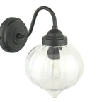 Laura Ashley Whitham Outdoor Wall Light Matt Black and Ribbed Glass IP44 LA3756721-Q