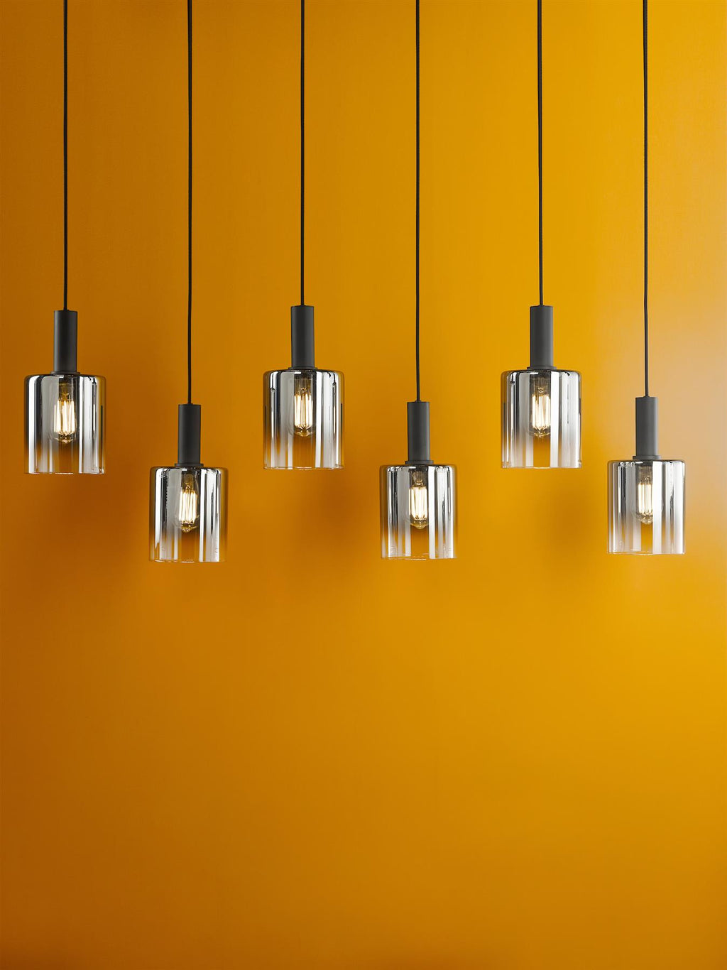 Savannah 6 Light Bar Pendant Matt Black and Smoked Glass SAV0622