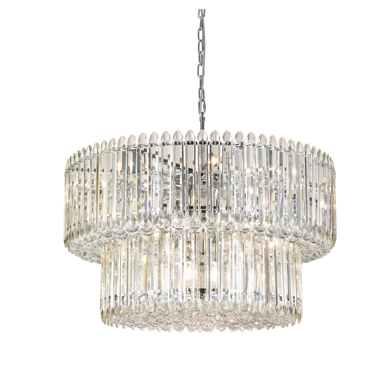 Franklite Diva 20 Light Crystal Ceiling Pendant Light In Polished Chrome Finish FL2461-20