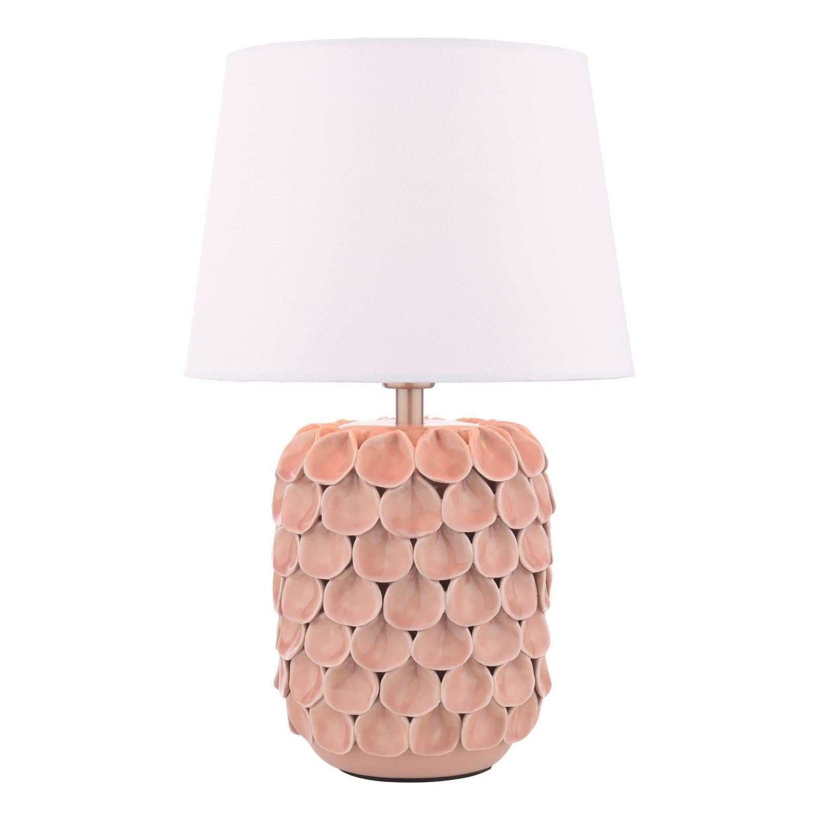 Laura Ashley Marwick Table Lamp Pink Ceramic and Brushed Silver With Shade LA3756678-Q